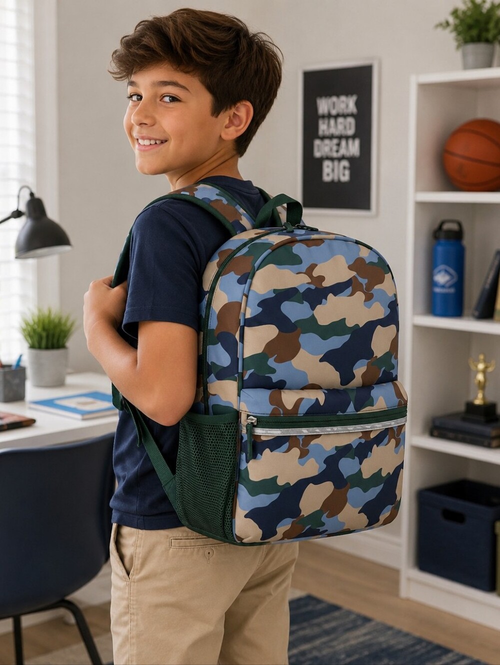 16" Camo Kids Backpack – Lightweight School Backpack with Laptop Sleeve